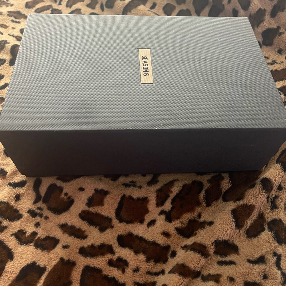 Black Yeezy season 6 mules, 4 inch heel.